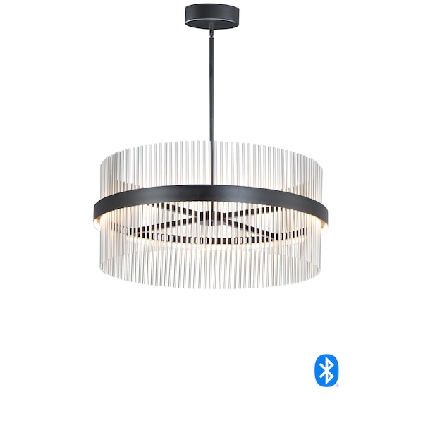 Et2 Chimes 2-Light 33.75" Wide Black / Satin Nickel Pendant Light E34207-BKSN - main